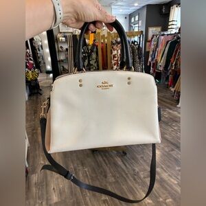 Coach two white and black satchel crossbody bag